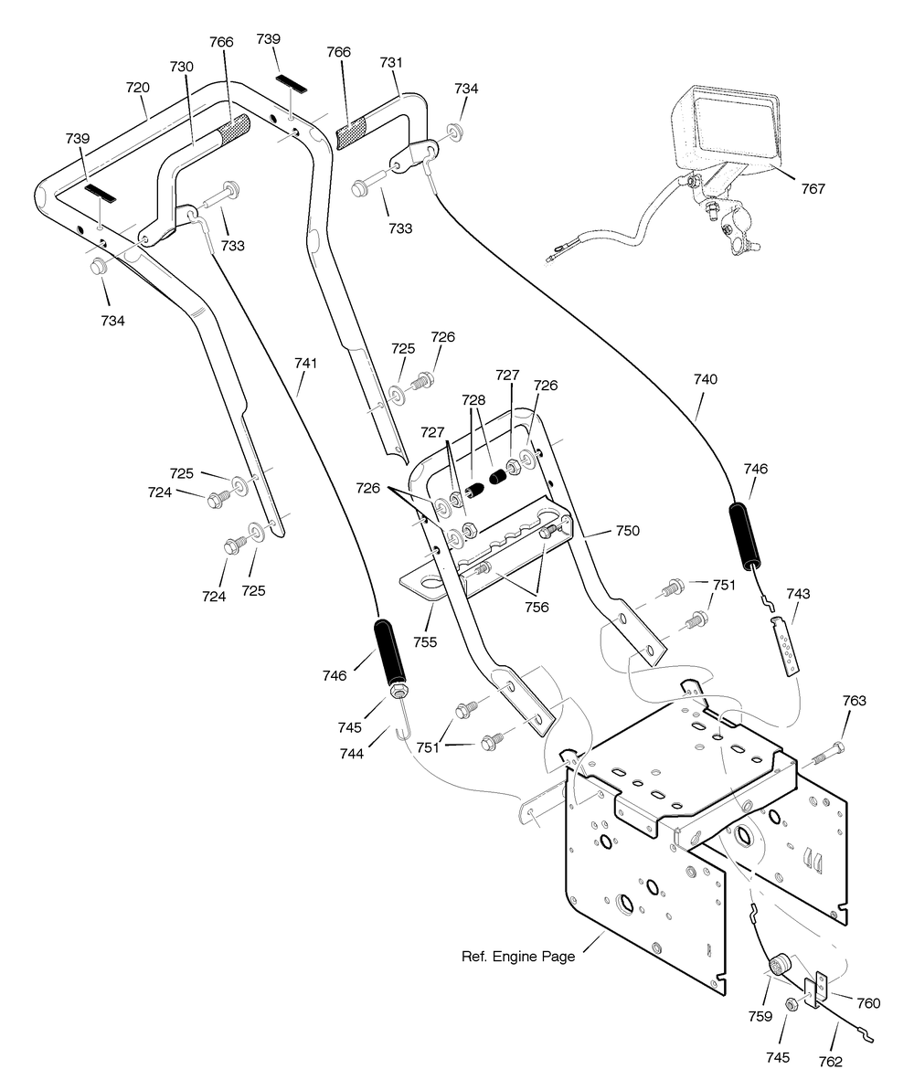 Handle Assembly Diagram and Parts List for C950-52419-0 2004 Briggs and Stratton Snow Blower